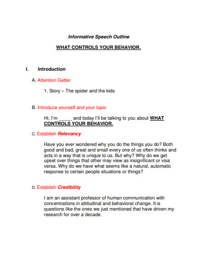 Informative Speech Outline - 8+ Examples, Format, Sample | Examples