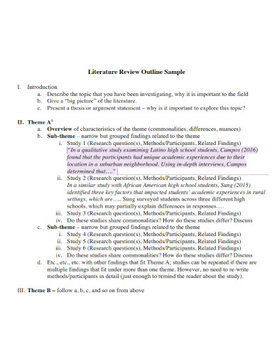 printable literature review outline