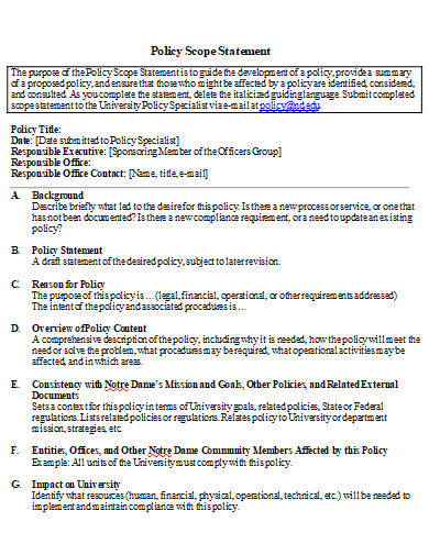 Policy Scope Statement - 10+ Examples, Format, Pdf | Examples
