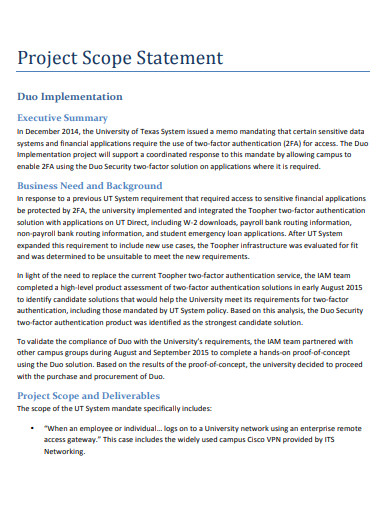Project Scope Statement - 10+ Examples, Format, Pdf | Examples