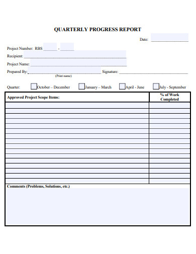 Quarterly Progress Report - 9+ Examples, Format, Pdf | Examples