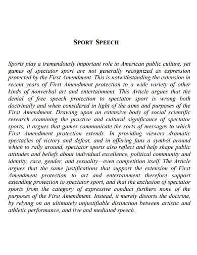 printable sports speech