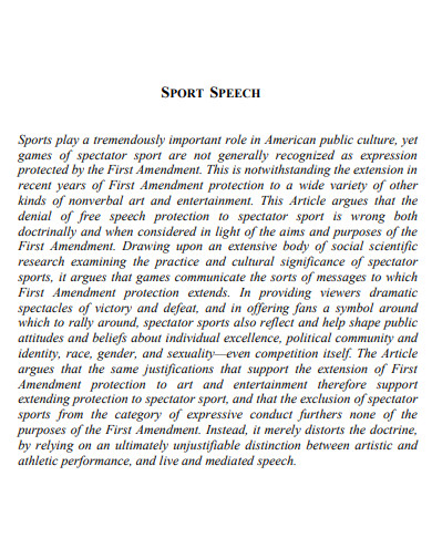 speech on sports make a different personality