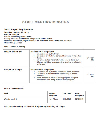 printable staff meeting minutes 