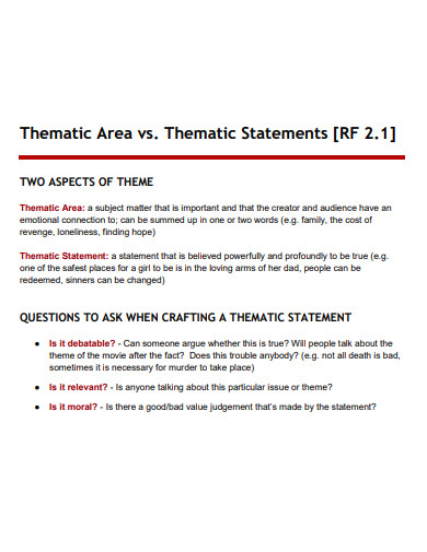 Thematic Statement 10  Examples Format How to Write Pdf