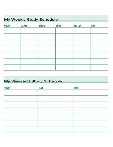 Printable Weekly Study Schedule