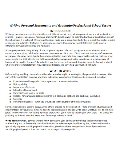 professional graduate personal statement