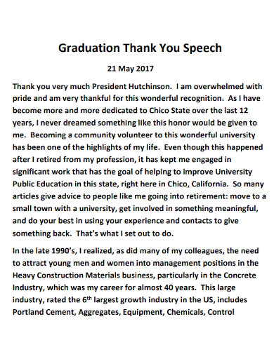 professional graduation thank you speech