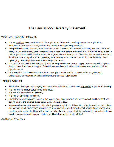 professional law school diversity statement
