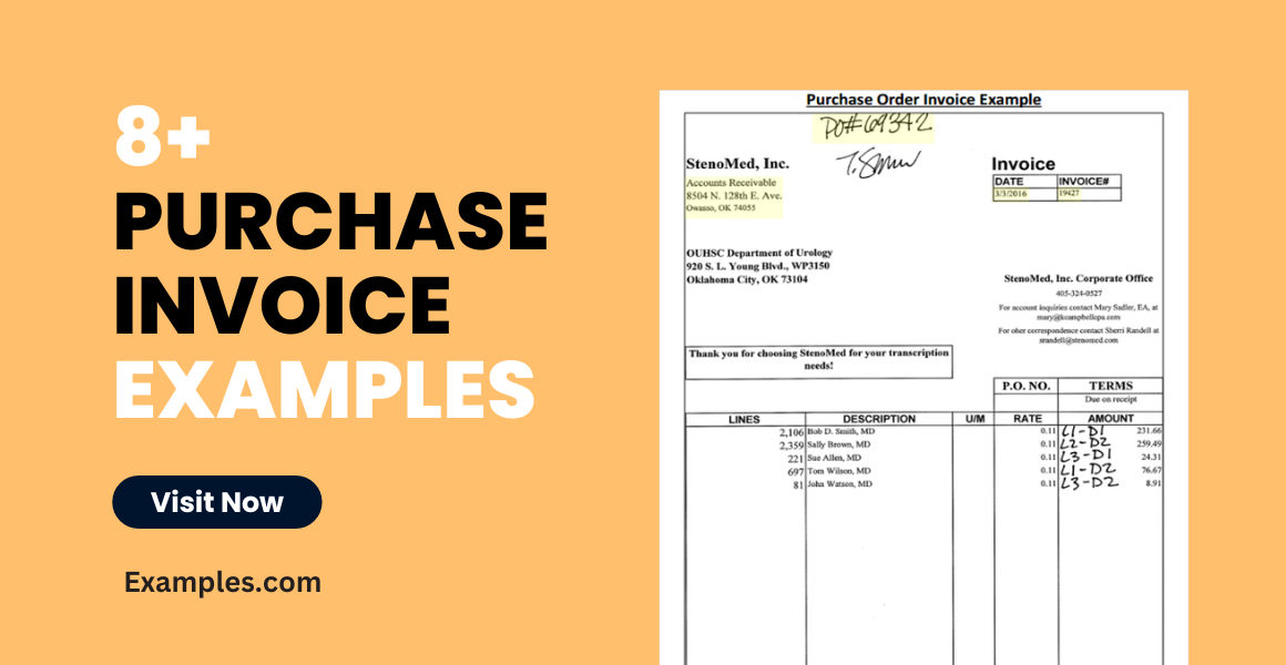 Purchase Invoice Examples