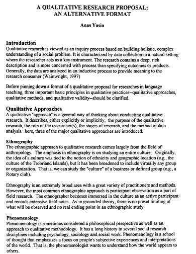 qualitative research proposal format