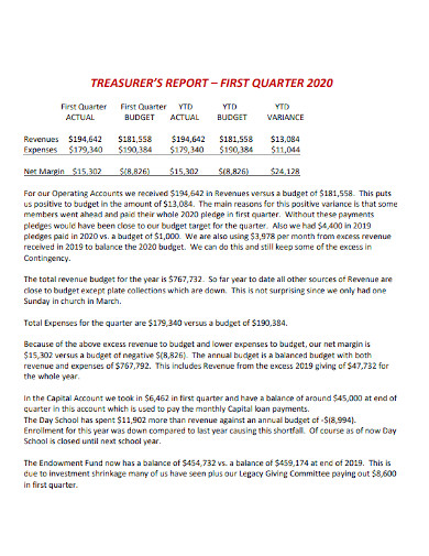 Treasurer Report Free Printable Club Tresurer Report Form