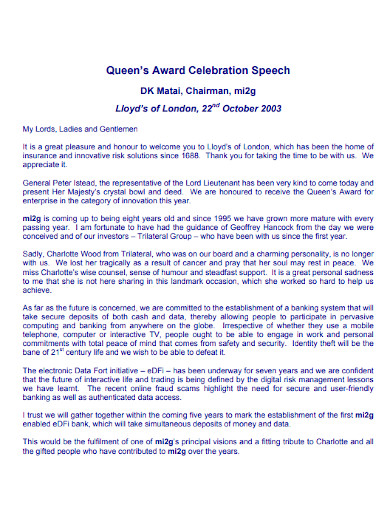 when giving a speech to celebrate you should