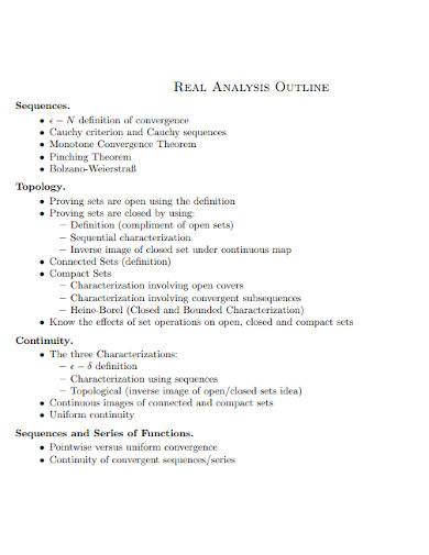 Real Analysis Paper Outline