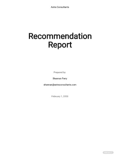 recommendation report example