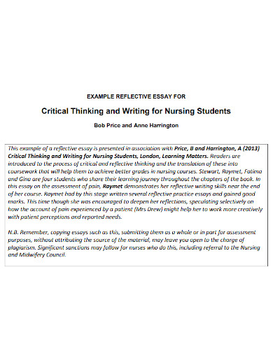 nurse reflective essay examples