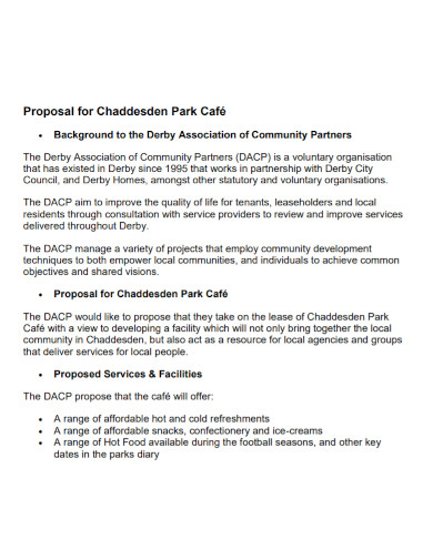 request for investment proposals for cafe