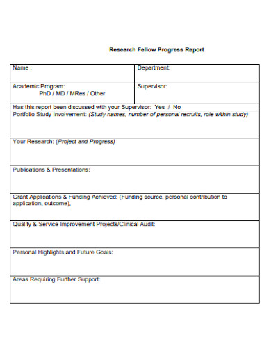 format for phd progress report