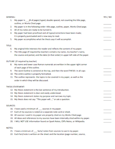 research paper grading checklist