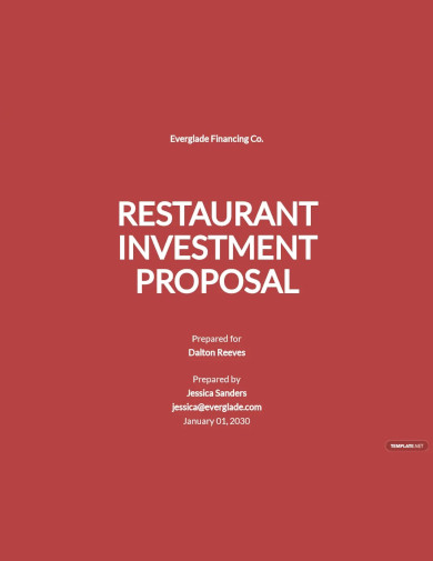 restaurant investment proposal template
