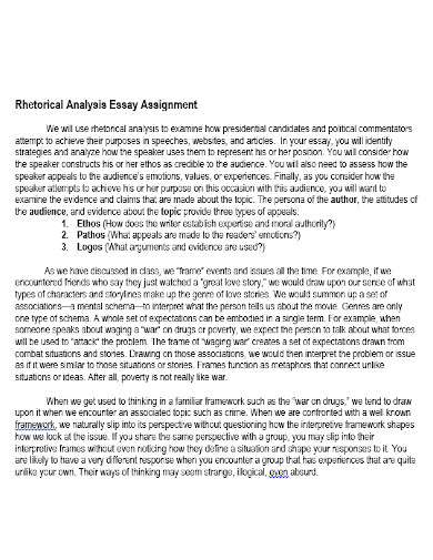 rhetorical analysis essay assignments