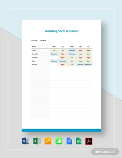 rotating shift schedule template