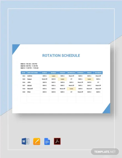 rotation rotating schedule template