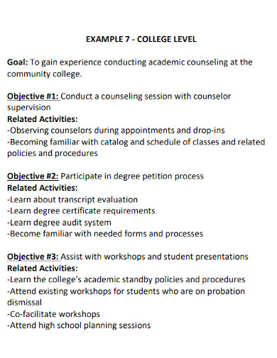 Sample Academic Goals for College Students