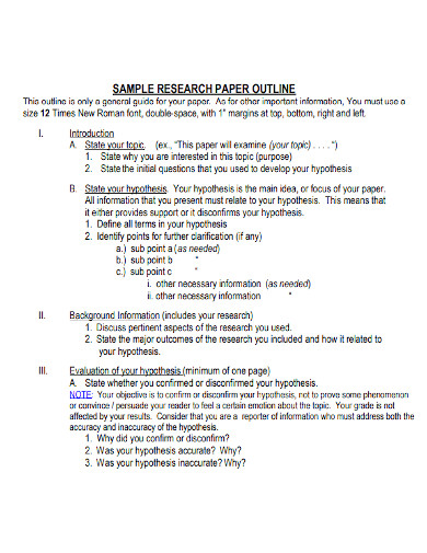 sample college research paper outline