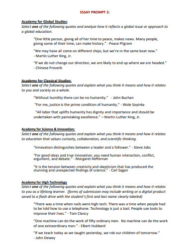 essay ideas for highschool students