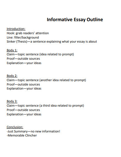 sample informative essay outline