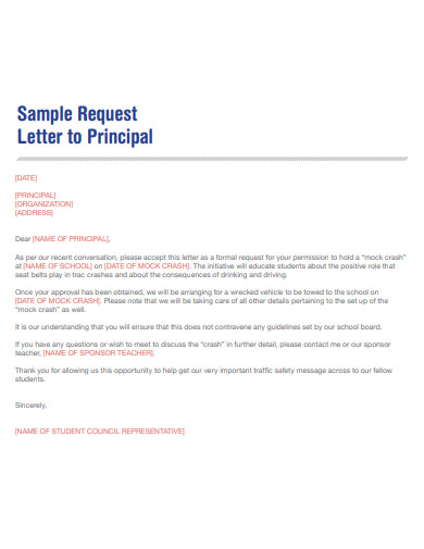 sample request letter to principal