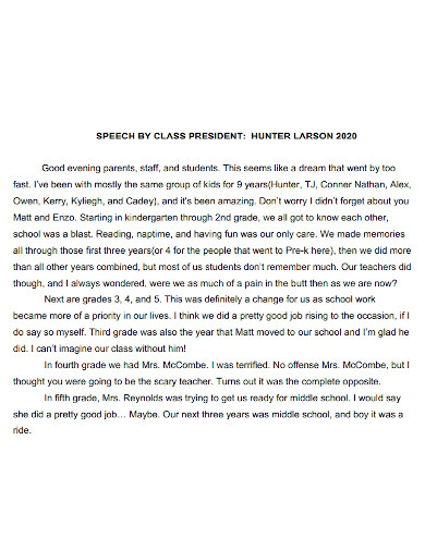 short speech for class president