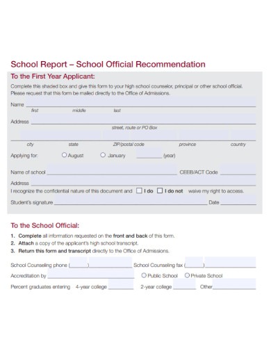 school student recommendation report