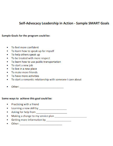 self advocacy smart leadership goals