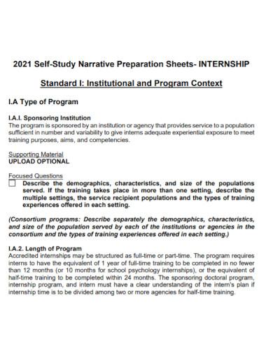 self study internship narrative report