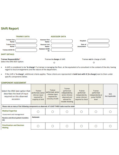 shift report form