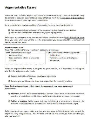Short Argumentative Essay - 10+ Examples, Format, How To Write, Pdf
