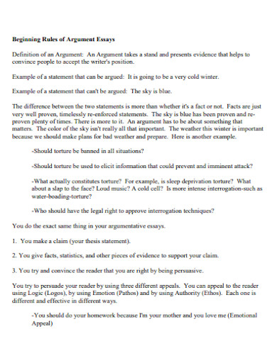 short argumentative essay rules