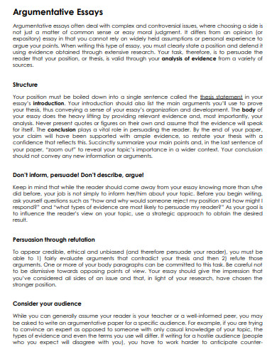 Short Argumentative Essay - 10+ Examples, Format, How To Write, Pdf