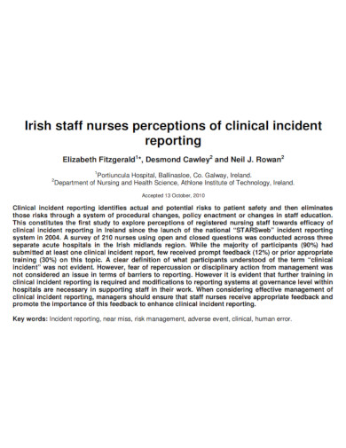 staff nursing incident report