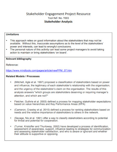 stakeholder project resource analysis