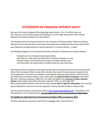 statement of financial interest