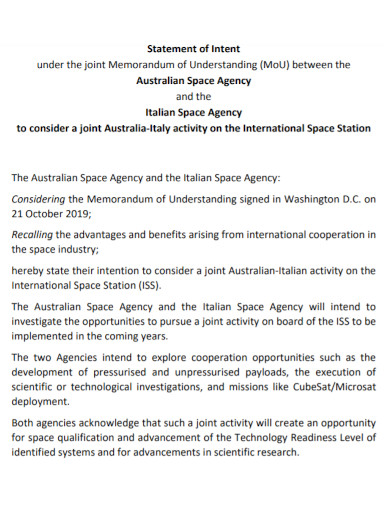 statement of space agency
