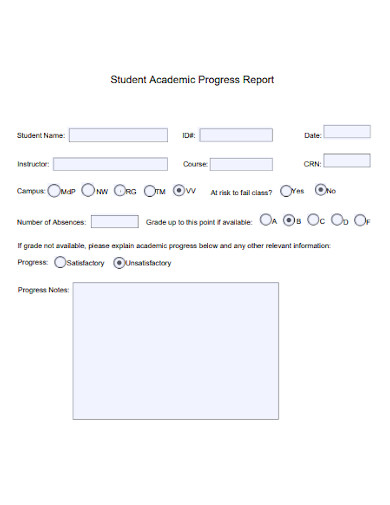 student academic progress report