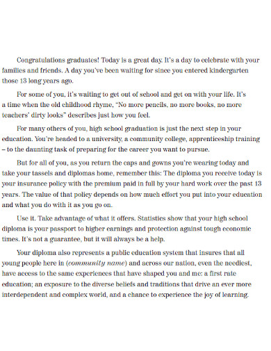 student graduation speech example