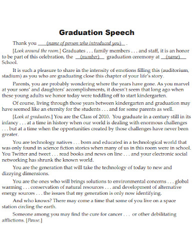 student graduation speech format