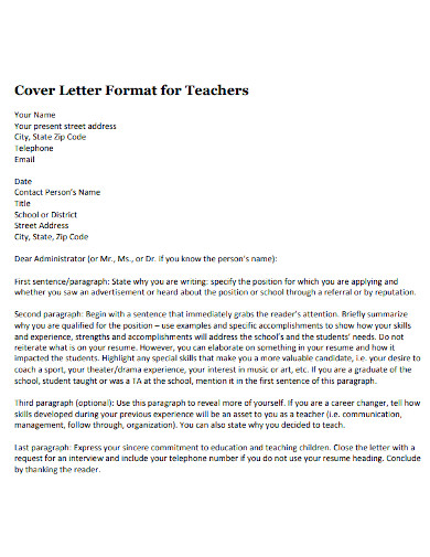 10+ Cover Letter Outline Examples [ Teacher, Business ...