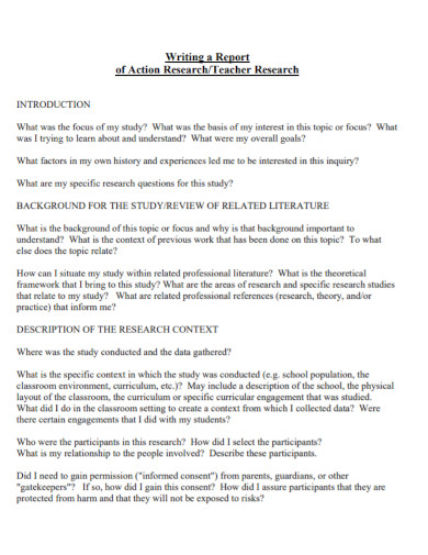teacher research report writing