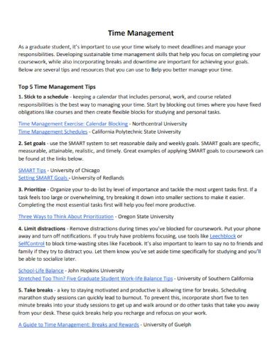 Time Management Goal - 10+ Examples, Format, Pdf | Examples